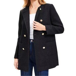 LOFT Tweed Long Collarless Jacket